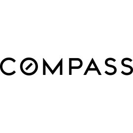 Compass Modern Wordmark Logo | Minimalist Compass Branding Icon | Contemporary Real Estate Identity | Black and White Compass Logo Design