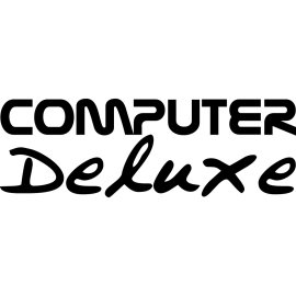 Computer Deluxe Logo Vector PNG | Computer Deluxe Wordmark Design | Modern Tech & Lifestyle Branding | Sleek Monochrome Computer Deluxe Emblem