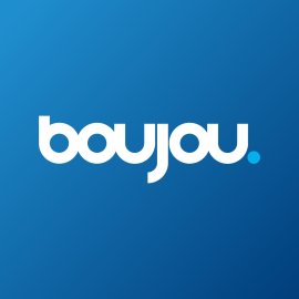 Boujou Logo Vector PNG | Minimal Rounded Wordmark Design | Clean Modern Software Branding | Blue Gradient Background Identity