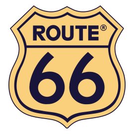 Route 66 shield emblem|Classic American highway badge|Iconic Route 66 road sign|Vintage travel and freedom symbol