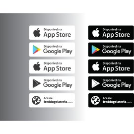 App Store and Google Play availability badges vector set | Mobile download buttons for digital products | App marketplace access icons | Multi-platform app distribution graphics