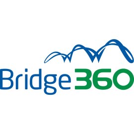 Bridge360 Logo Vector PNG | Modern technology bridge emblem | Global connectivity and 360-degree vision mark | Professional blue and green corporate identity