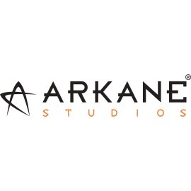Arkane Studios Logo Vector PNG | Contemporary game developer wordmark | Stylized star and letterform emblem | Minimalist black and orange identity