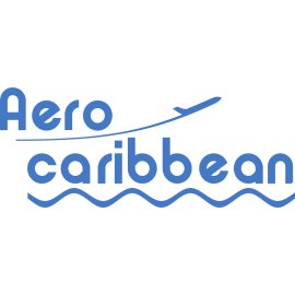 Aero Caribbean logo vector PNG | Modern airline wordmark with airplane silhouette | Caribbean travel and tourism emblem | Coastal waves and sky blue branding icon
