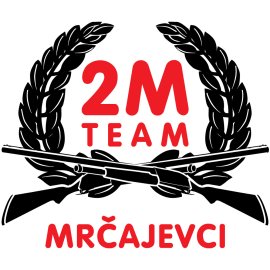 2M Team Mrčajevci Logo | Competitive Shooting Team Emblem | Laurel and Shotgun Crest | Bold Sports Club Identity