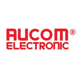 Aucom Electronic Logo Vector PNG | Bold Red Aucom Electronic Wordmark | Modern Industrial Electronics Brand Emblem | Registered Technology Company Logo Design