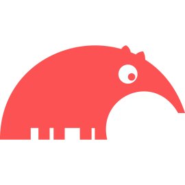 Bugsee Logo Vector PNG | Playful Bugsee Anteater Emblem | Minimal Red Mascot Mark | Modern Bugsee Brand Icon