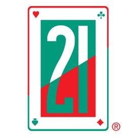 21 Logo Vector PNG | Modern Playing Card 21 Branding | Minimalist Number 21 Card Design | Red and Green 21 Trademark Icon