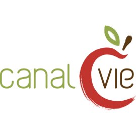 Canal Vie Logo Vector PNG | Modern lifestyle television channel emblem | Organic and friendly wordmark with symbolic apple motif | Fresh, dynamic identity conveying everyday wellbeing