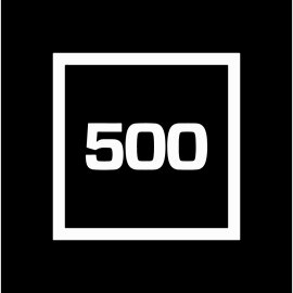 500 Logo Vector Png | Minimalist square emblem with bold 500 typography | Modern monochrome startup branding icon | Clean framed numeral mark for tech and venture brands