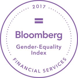 2017 Bloomberg Financial Services Gender Equality Index Logo|Bloomberg Gender-Equality Index Emblem|Financial Services Diversity Recognition Seal|Equality Symbol Mark for Inclusive Finance