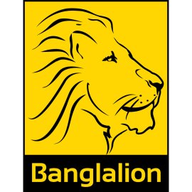 Banglalion Communications Ltd Logo Vector PNG | Stylized lion head emblem on yellow background | Bold telecommunications brand identity | Modern minimal outline design