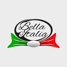 Bella Italia Logo Vector PNG | Elegant Italian Restaurant Emblem | Tricolour Dining Brand Mark | Classic Script Food Identity