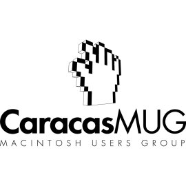 Caracas Macintosh User Group (CaracasMUG) Logo Vector | Iconic pixelated hand cursor symbolizing digital interaction and community | Bold typographic treatment highlighting Caracas and MUG identity | Clean monochrome design that references classic Macintosh aesthetics