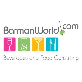 Barman World Logo Vector Png | BarmanWorld.com Beverages and Food Consulting | Professional bar, beverage and dining consultancy brandmark | Colorful icon-based hospitality identity