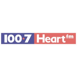 100.7 Heart FM Logo Vector PNG | Contemporary Radio Station Wordmark | Bold Frequency and Heart Branding | Dual-Color Broadcast Banner