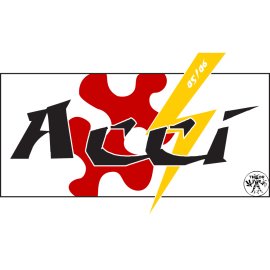 Acci Logo Vector PNG | Dynamic lightning-inspired wordmark | Bold urban graffiti-style lettering | Energetic red and yellow brand identity