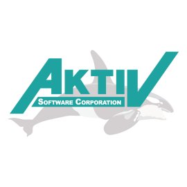 Aktiv Software Corporation Logo Vector PNG | Modern teal technology emblem | Dynamic corporate identity with marine motif | Bold wordmark with stylized checkmark V