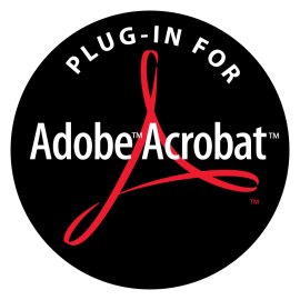 Adobe Acrobat Plug-In Logo Vector PNG | Classic Adobe Acrobat Brand Emblem | Red Ribbon A Symbol on Black Circle | Official Plug-In Compatibility Badge