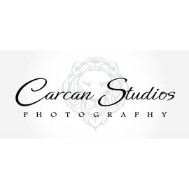 Carcan Studios Photography Logo | Elegant Script Lion Emblem | Premium Visual Identity | Minimal Black and White Brand Mark