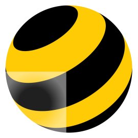 Beeline Logo Vector PNG | Black and Yellow Spherical Stripe Emblem | Modern Telecommunications Identity | Dynamic Digital Connectivity Symbol
