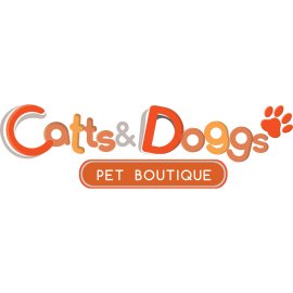 Catts & Doggs Pet Boutique Logo Vector | Playful Pet Retail Brand Mark | Friendly Cat and Dog Identity Design | Modern Orange Paw Print Emblem