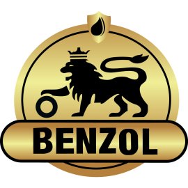 Benzol Premium Lubricants Logo | Golden Lion Automotive Emblem | Crowned Lion Fuel Brand Icon | Benzol Oil and Lubricant Identity