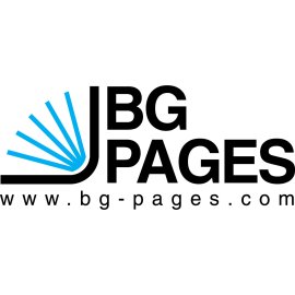BG Pages Logo Vector PNG | Modern business directory emblem | Stylized open-book icon with bold typography | Clean corporate branding for BG-PAGES.com