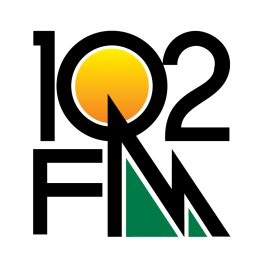 102 FM Agility Logo Vector PNG | Modern broadcast identity mark | Dynamic sun and mountain radio emblem | Contemporary geometric station branding