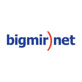 Bigmir Net Logo Vector PNG | Bigmir.net blue wordmark with orange bracket symbol | Modern Ukrainian web portal branding | Clean lowercase logotype for digital media