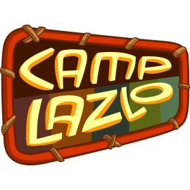 Camp Lazlo Cartoon Logo | Stylized Summer Camp Emblem | Playful Jungle Adventure Badge | Retro Wood-Plank Sign Design
