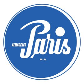 Almacenes Paris Logo Vector PNG | Circular blue emblem with bold Paris wordmark | Retro-inspired script logo for Almacenes Paris | Clean, minimalist badge-style retail brand mark