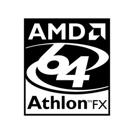AMD 64 Athlon FX Performance Badge Vector | High-End AMD Athlon 64 FX Series Logo | Classic 64-Bit AMD Processor Emblem | Black and White AMD Athlon FX Icon