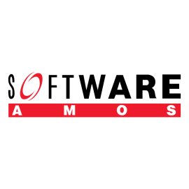 Amos Software Logo Vector PNG | Modern Amos Software wordmark | Red and black Amos Software branding | Amos Software corporate identity emblem