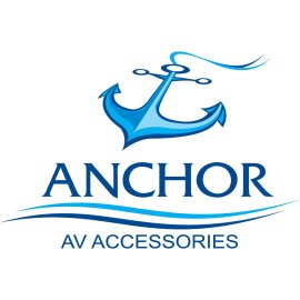 Anchor AV Logo Vector PNG | Modern nautical brand emblem | Sleek blue anchor icon for AV accessories | Professional marine-inspired technology logo