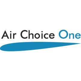 Air Choice One minimalist wordmark logo|Clean and contemporary airline brand identity|Blue swoosh symbolizing flight and forward motion|Emphasis on the word “One” to highlight a single, preferred travel choice