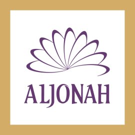 Aljonah Logo Vector PNG | Elegant Floral Emblem | Premium Brand Identity | Modern Purple Wordmark