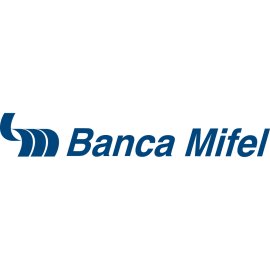 Banca Mifel Logo Vector PNG | Modern Mexican banking brand mark | Financial services corporate identity | Blue wordmark with abstract symbol