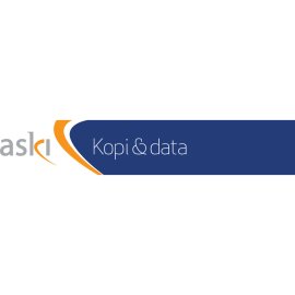 Aski Kopi & Data Logo Vector PNG | Modern Tech-Café Brandmark | Minimalist Coffee and Data Identity | Dynamic Blue and Orange Emblem