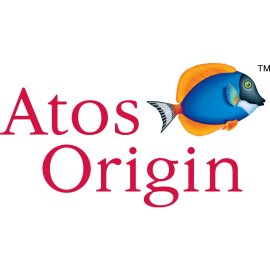 Atos Origin Logo Vector Png | Classic Atos Origin corporate emblem | Atos Origin wordmark with tropical fish icon | Colorful technology consulting brand symbol