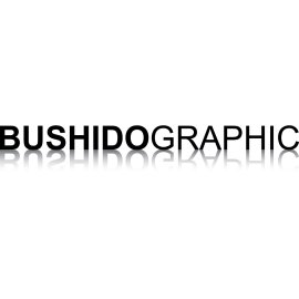 Bushido Graphic Logo Vector PNG | Minimalist Wordmark Identity | Reflective Modern Branding | Bold Black Typography Mark