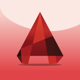 Autocad016 Logo Vector Png | AutoCAD 3D Red Monolith | Geometric Architectural Design Symbol | Iconic CAD Software Emblem