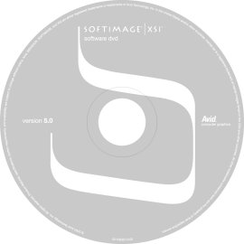 Avid Softimage XSI 5 Software DVD Logo|Minimalist circular disc design for Avid Softimage XSI 5.0|Monochrome branding for professional 3D computer graphics suite|Iconic S-shaped glyph symbolizing motion and digital creativity