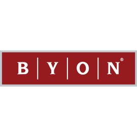 Byon Logo Vector PNG | Minimalist Wordmark in Deep Red | Contemporary Premium Branding | Clean Vertical Divider Typography